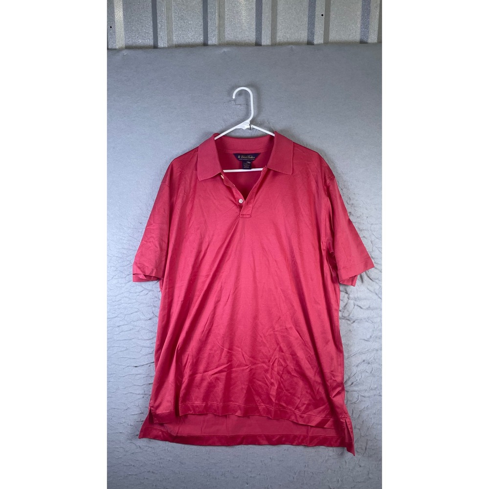 Brooks Brothers Polo Shirt Mens L Pink Excellent Double Mercerized Cotton Short
